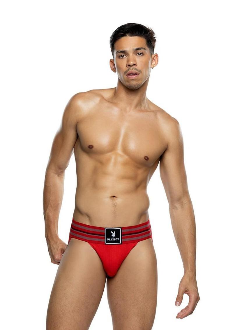 Playboy Men’s Locker Room Classic Jock- Red (Choose Size)