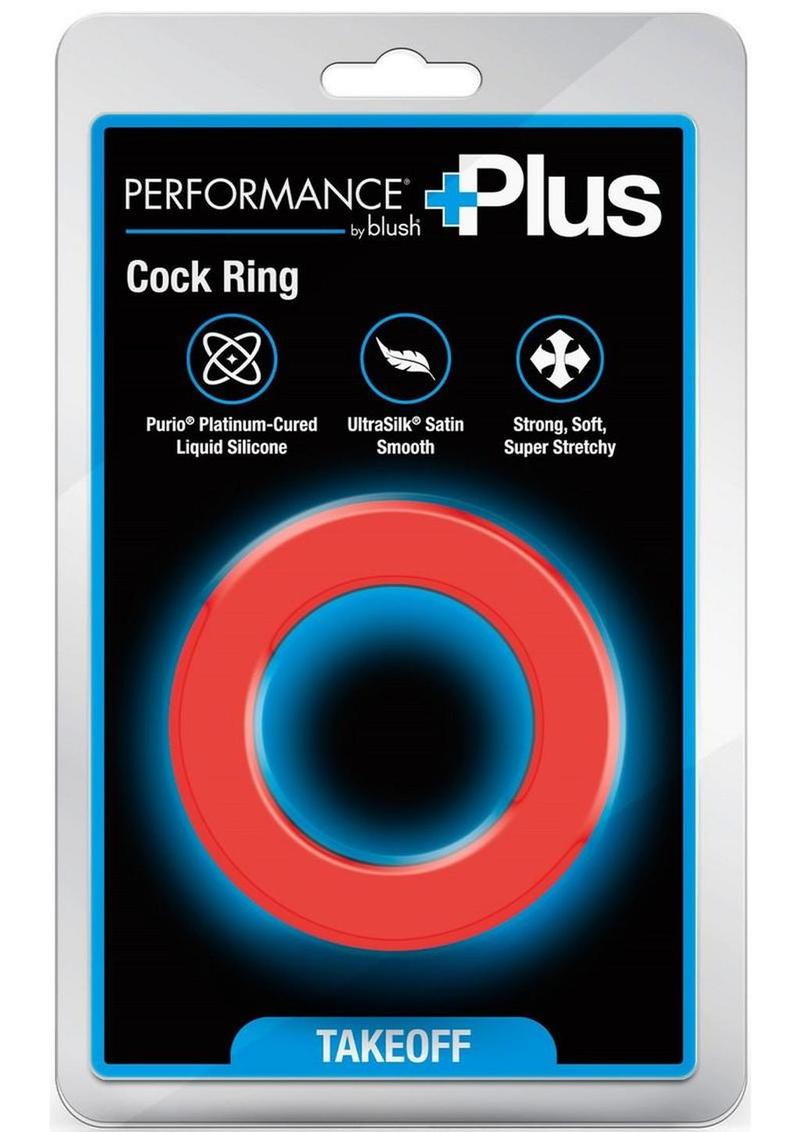 Performance Plus Takeoff Silicone Cock Ring- Red/Black