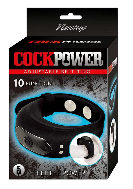 CockPower Adjustable Belt Rechargeable Silicone Cock Ring