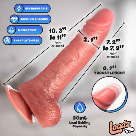 Loadz 10” Thrusting, Vibrating, and Squirting Dildo