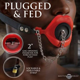Master Series Plugged Silicone Feeding Gag Red