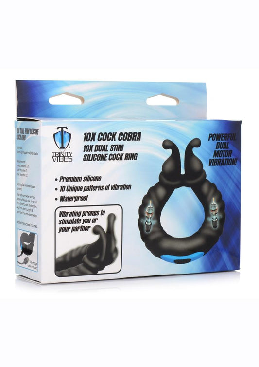 Trinity Men 10X Cock Cobra Dual Stimulating Rechargeable Silicone Cock Ring (In Stock May 22nd)