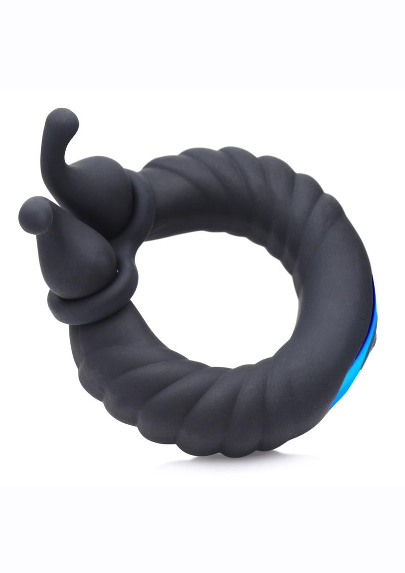 Trinity Men 10X Cock Cobra Dual Stimulating Rechargeable Silicone Cock Ring