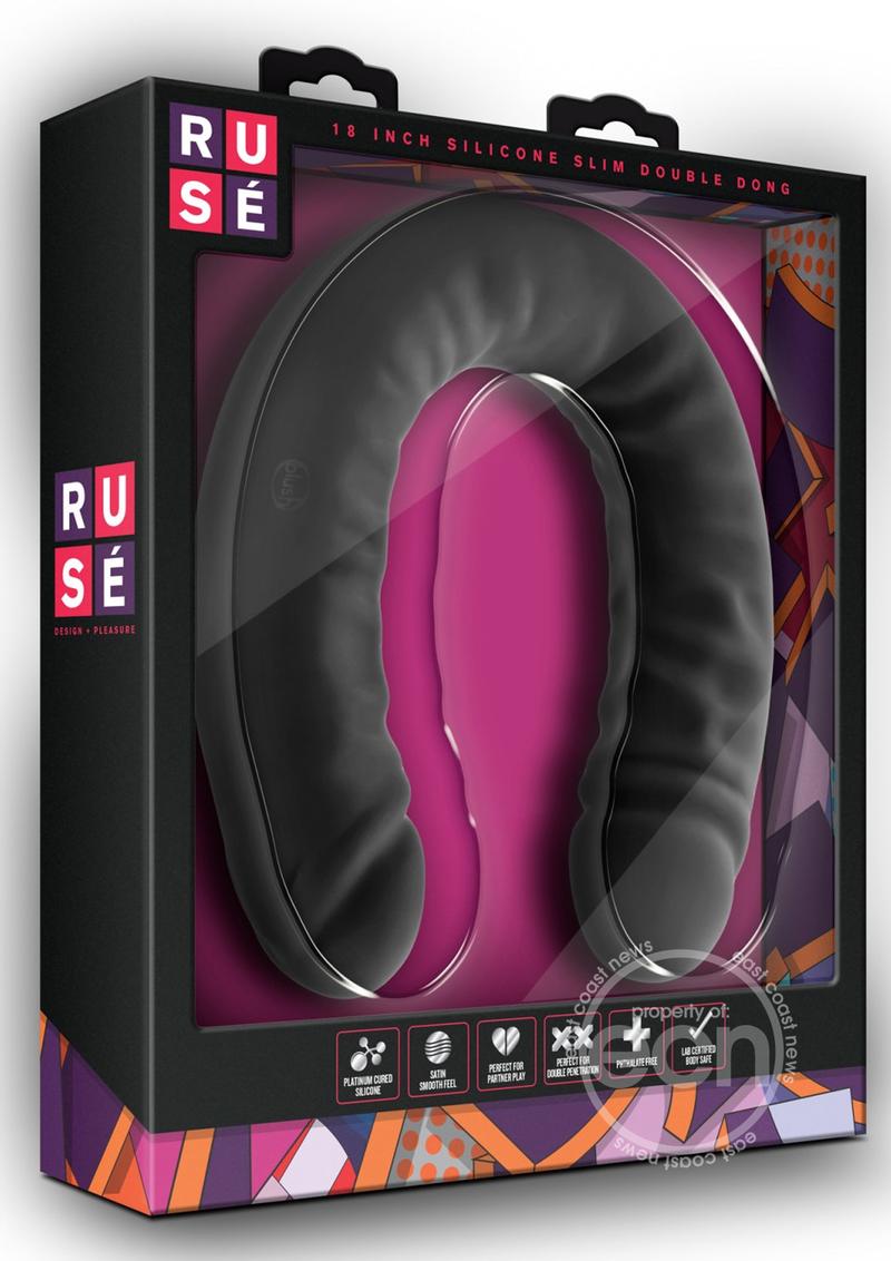 Ruse Silicone Double Headed Dildo 18in- Black